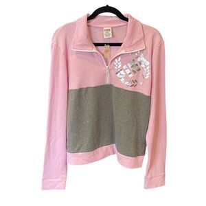 Victorias Secret PINK Quarter Zip Lightweight Fleece Pullover Womens Size Medium